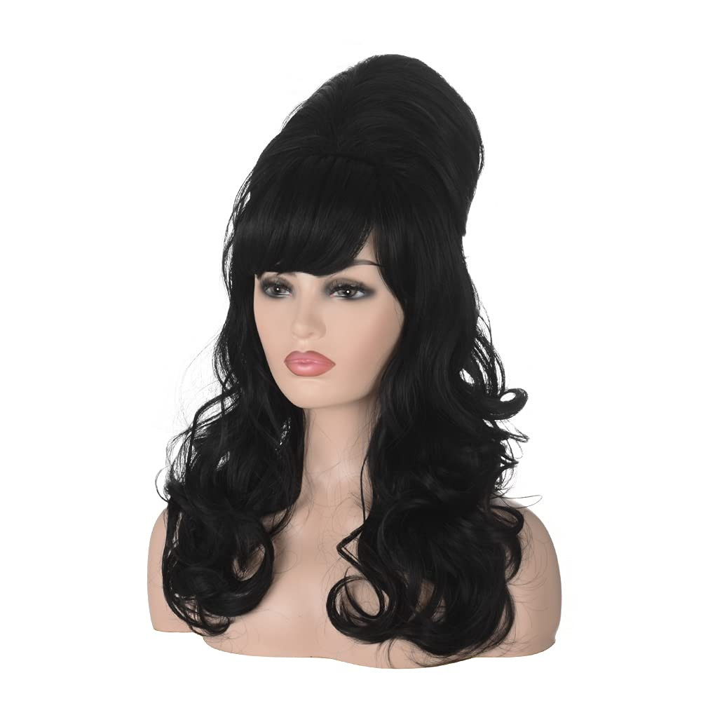 MORTICIA Beehive Vintage Women Wig | Long Curly Updo Victorian Fembot Funny Drag