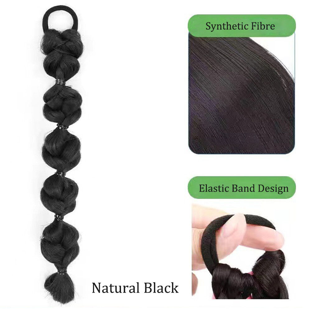 Short Box Braids Ponytail Bubble Pony Tail Scrunchie Wrap Around Hair Extensions