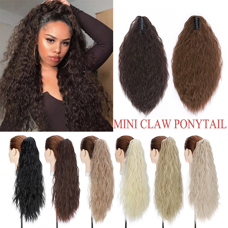 24” Corn Wave Claw Clip in Ponytail Thick as Human Real Natural Hair Extensions