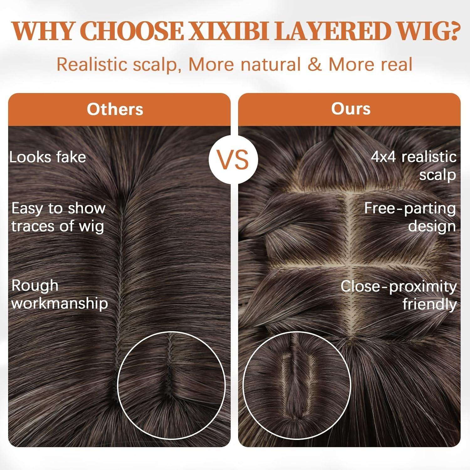 Ombre Blonde Wig with Bangs for Women, Long Layered 4×4 Realistic Scalp, Free Pa