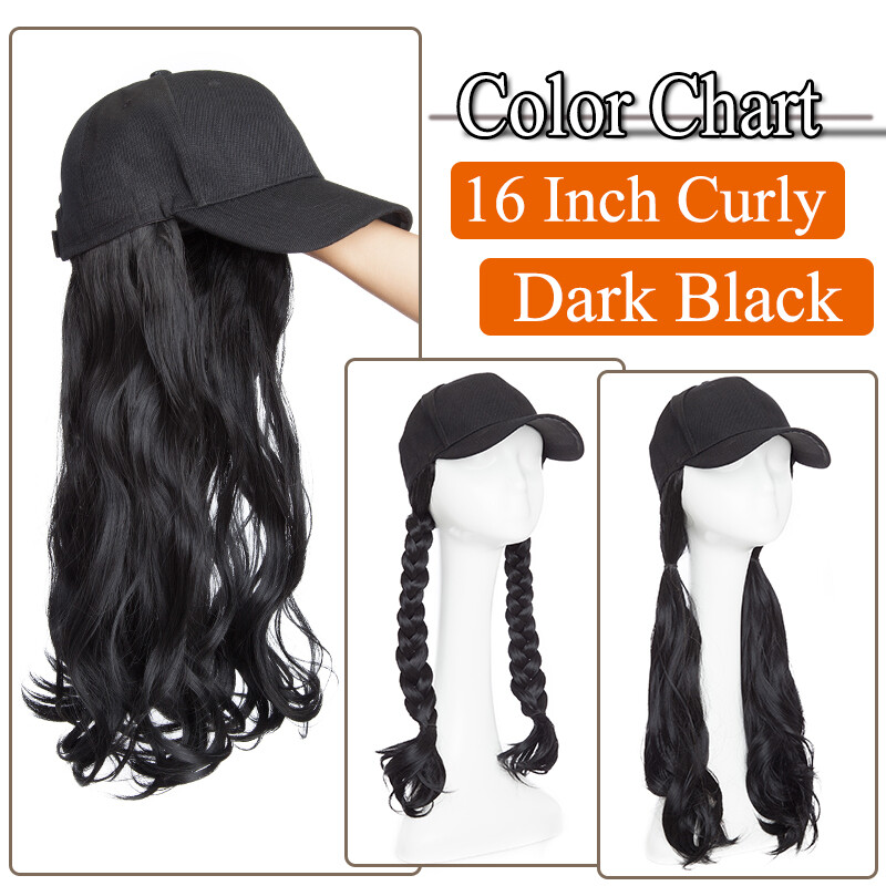 Real Thick Hair Extensions Baseball Hat with Long Curly Hair Cap with Hair Piece