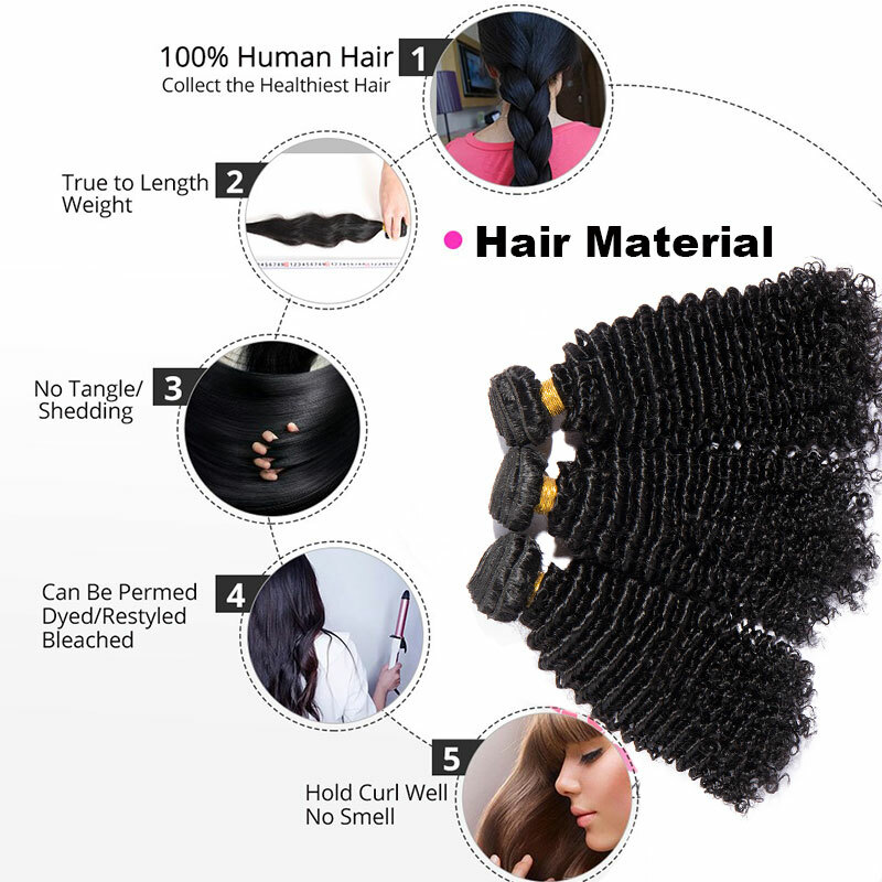 9A Yaki Curly Kinky 6 Bundles Peruvian Sew In Virgin Human Hair Extensions Weave