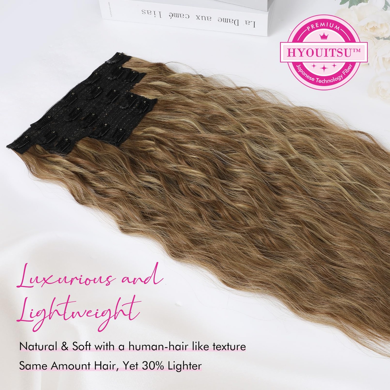 Clip in Hair Extensions, 5PCS Brown Hair Extensions 24″ Thick Long Loose Wave…