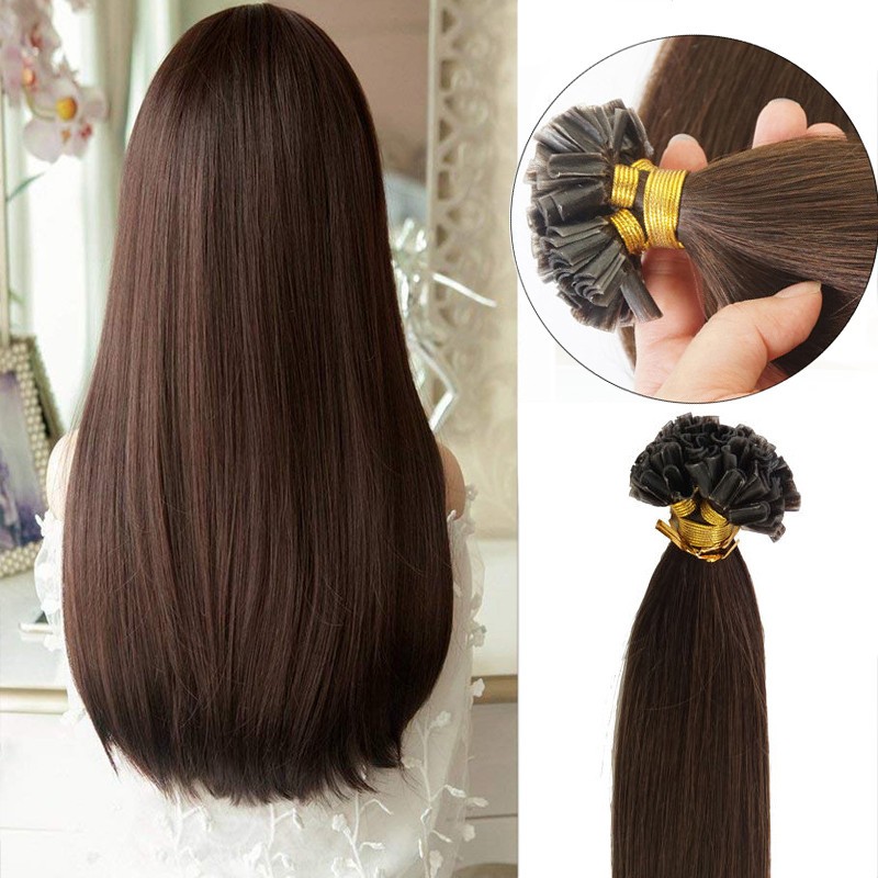 Pre Bonded Fusion U Tip Human Hair Extensions Keratin Nail Tip Remy Hair 100S