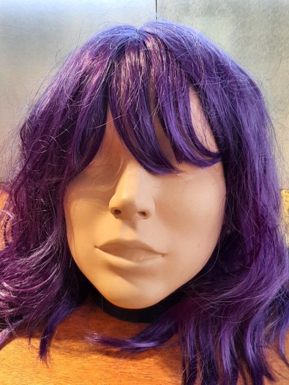 NEW ! Women Long 16 Inch Wig Curly Dark Purple