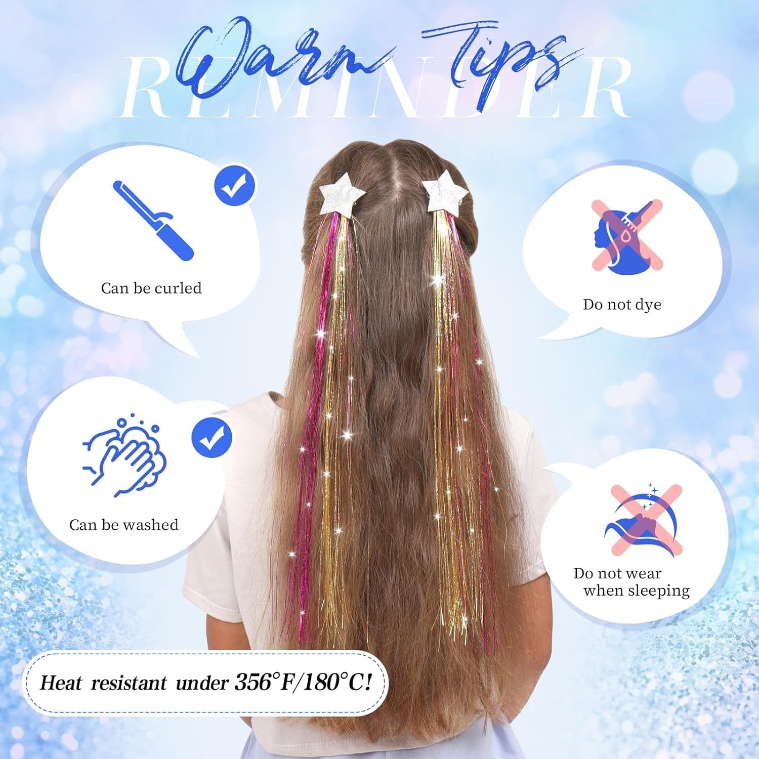 Transform Your Hair with 12 PCS Red Clip-in Glitter Tinsel Extensions – 20 Inch