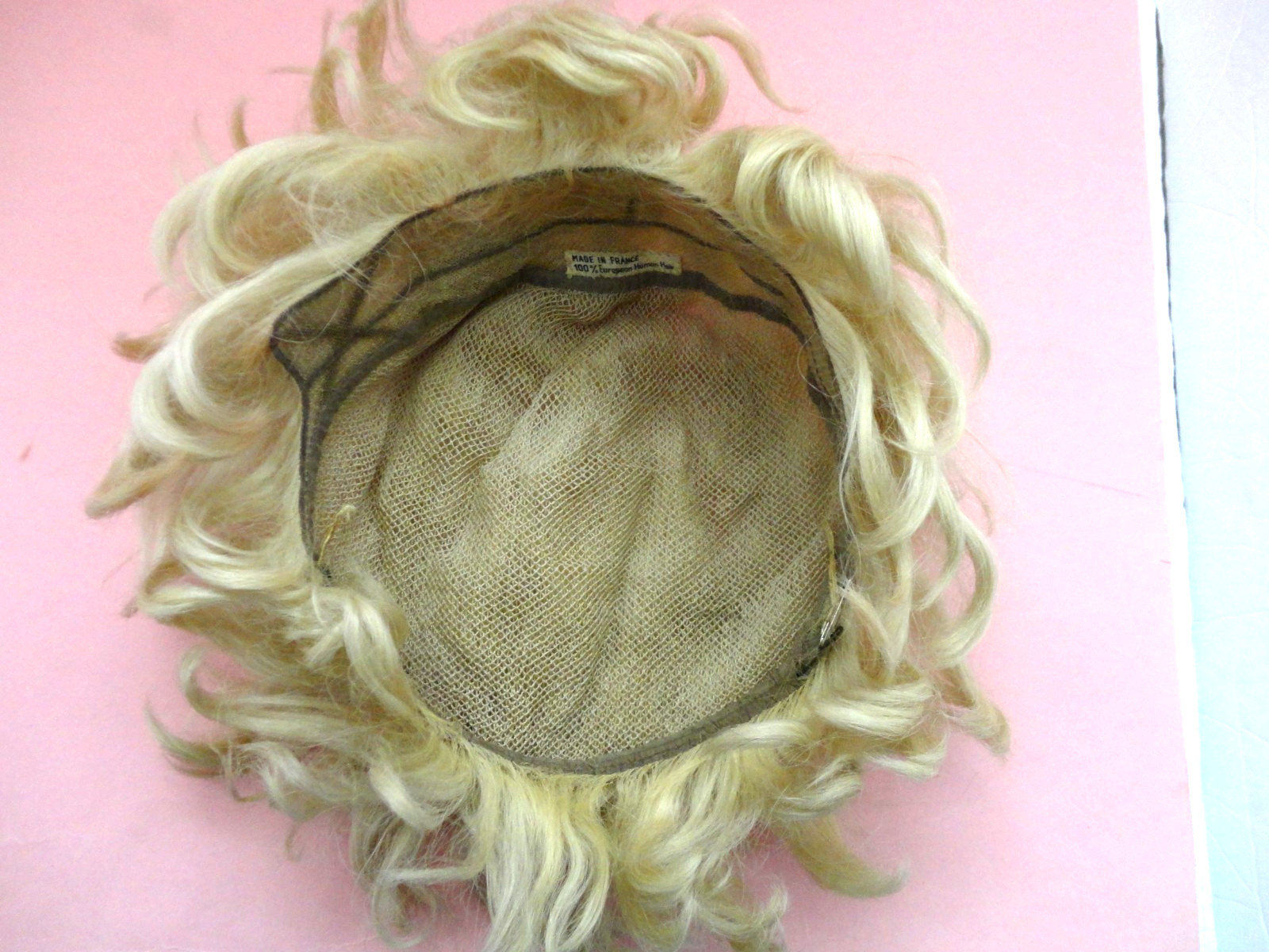 MADE IN FRANCE HUMAN HAIR WOMAN’S USED VINTAGE BLOND ADULT WIG