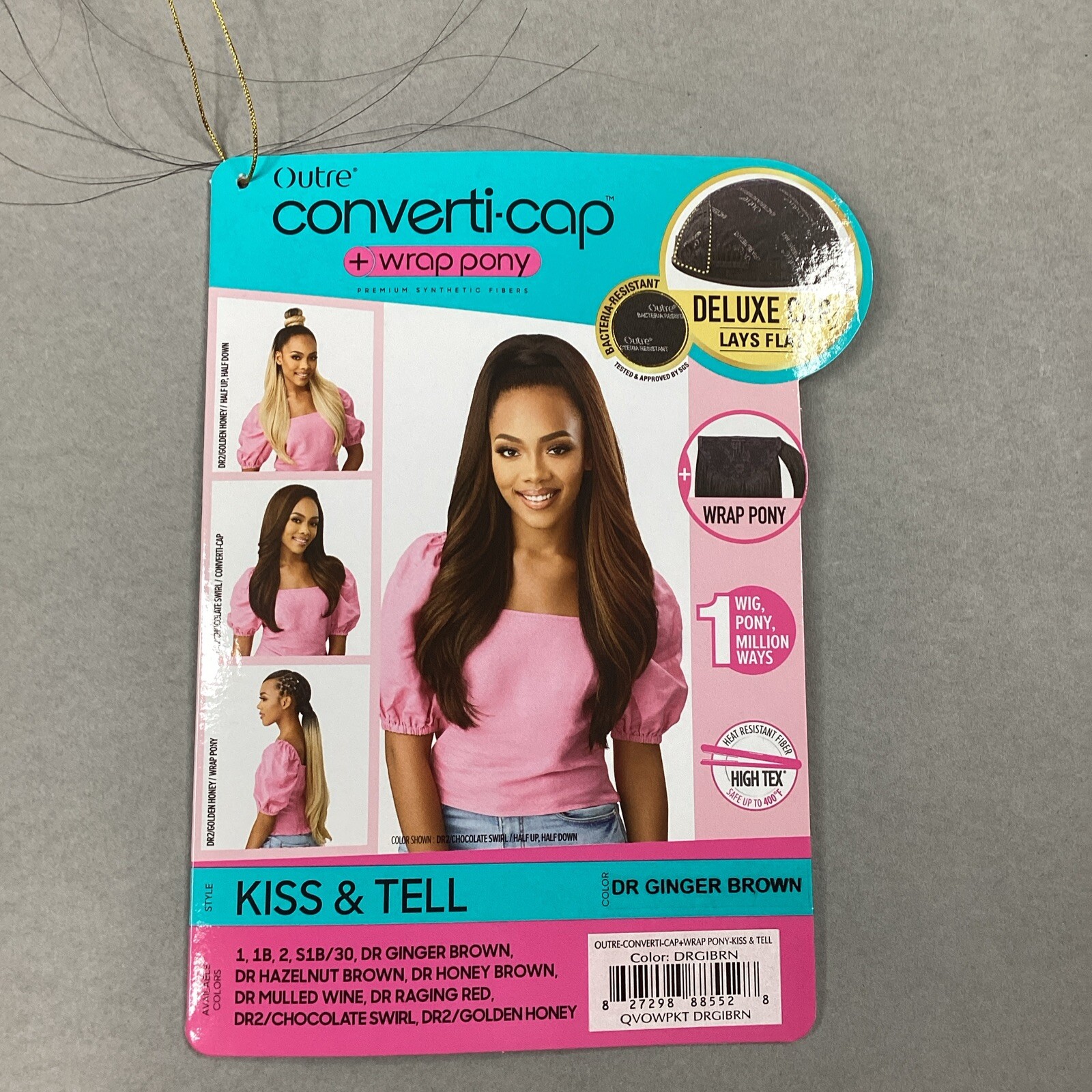 Converti-Cap + Wrap Pony Kiss & Tell #DRGinger Brown Black Premium Synthetic Wig