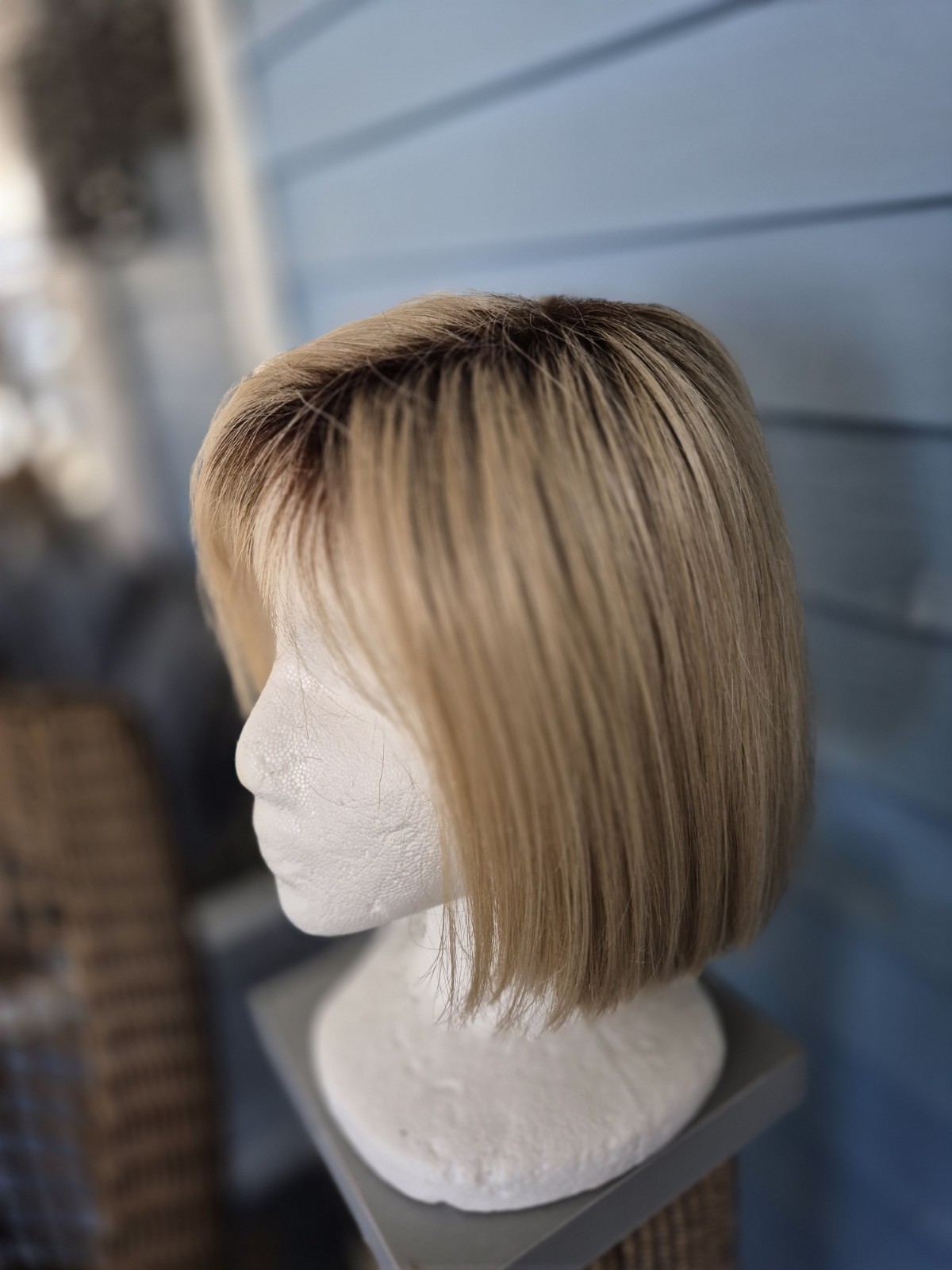 NORIKO Synthetic Short Bob Wig – Open Weft w/Lace Top, Adj. Nape Tabs