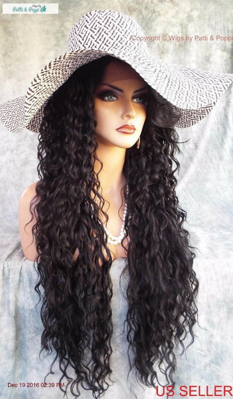 36″ X-LONG LACE FRONT DEEP C-PART HIGH HEAT SAFE WIG COLOR #1B SEXY 1127