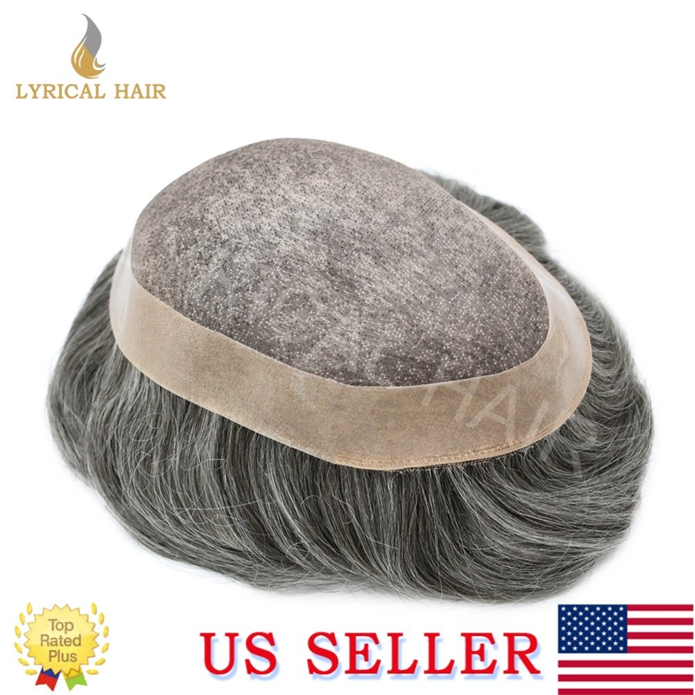 Fine Mono Lace Mens Toupee Human Hair System Durable Hairpiece Monofilament Wig