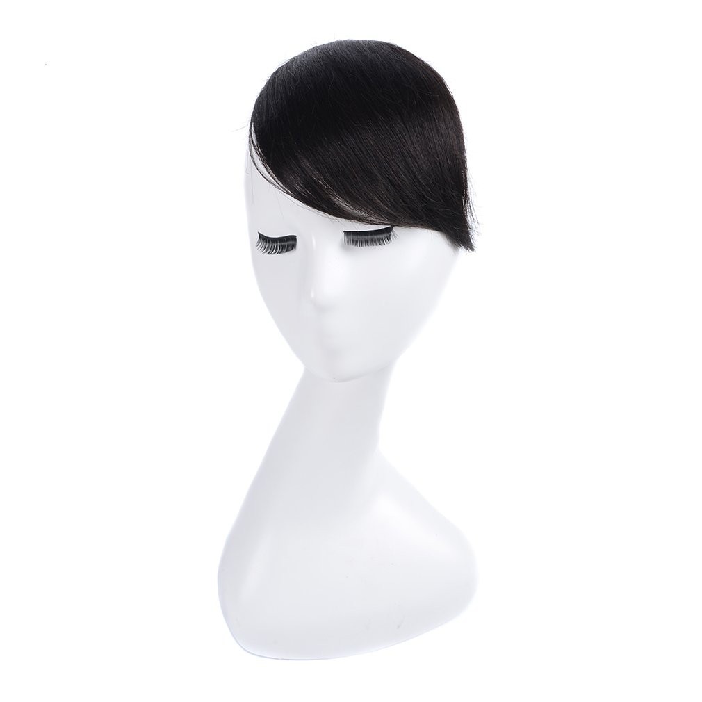 8″ Invisible Side-Swept Hair Bangs Clip In Topper 100% Human Hair Extension