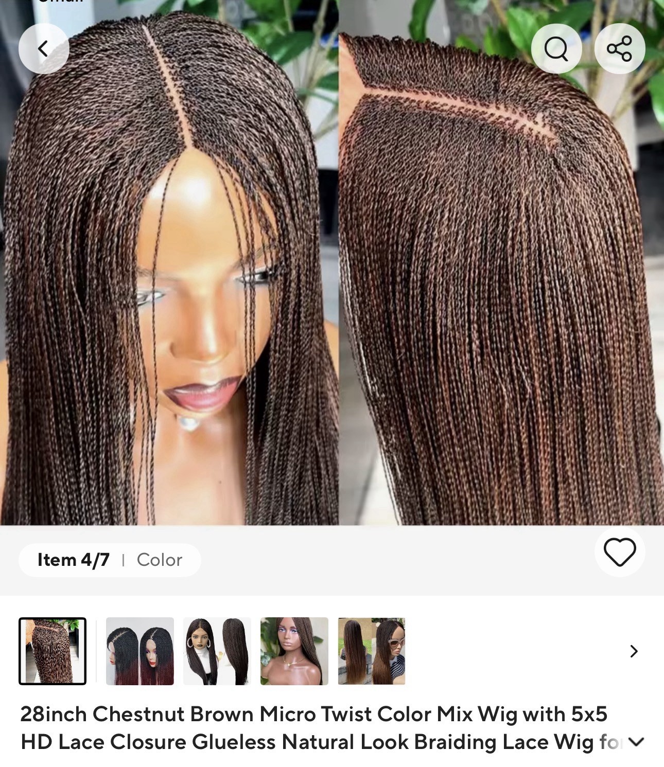 28in Chestnut Brown Color Mix Micro Twist Synthetic Wig 5×5 HD Lace Closure