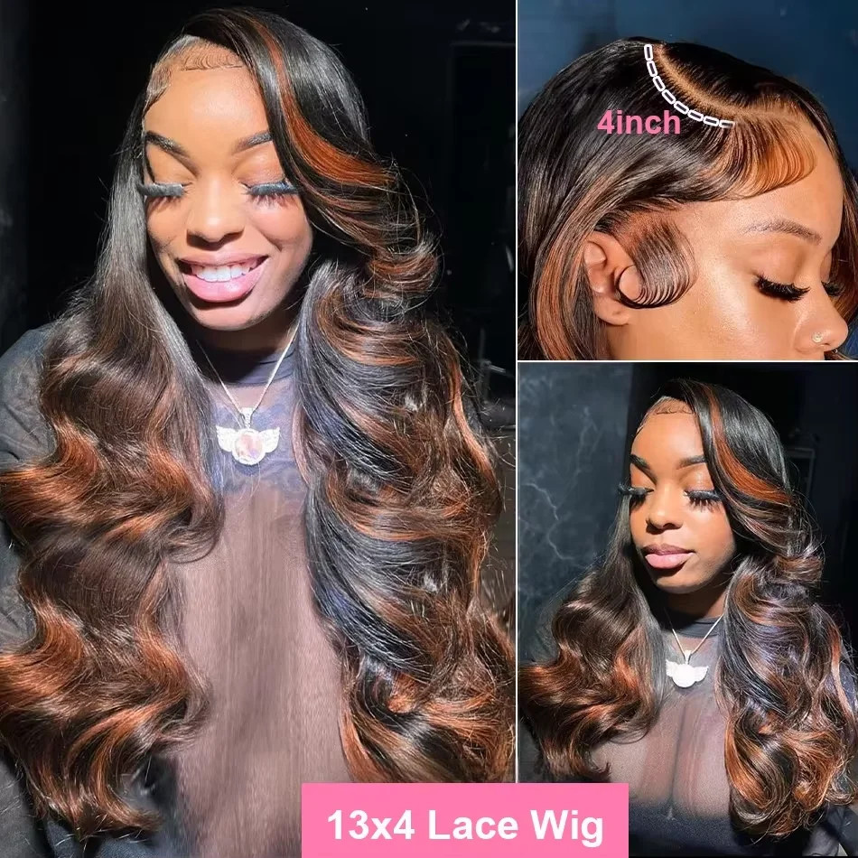 Highlight Body Wave HD Transparent Lace Wig Brazilian Human Hair Lace Front Wig