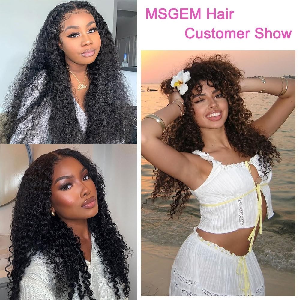 Curly Human Hair Bundles 26-30″ Water Wave 3C4A Burmese Curly Weave, Natural Bla