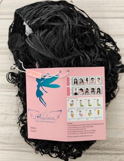 Unisex Wavy Halloween Costume Full Wig Long Dark Brown (Men’s Wig) Black