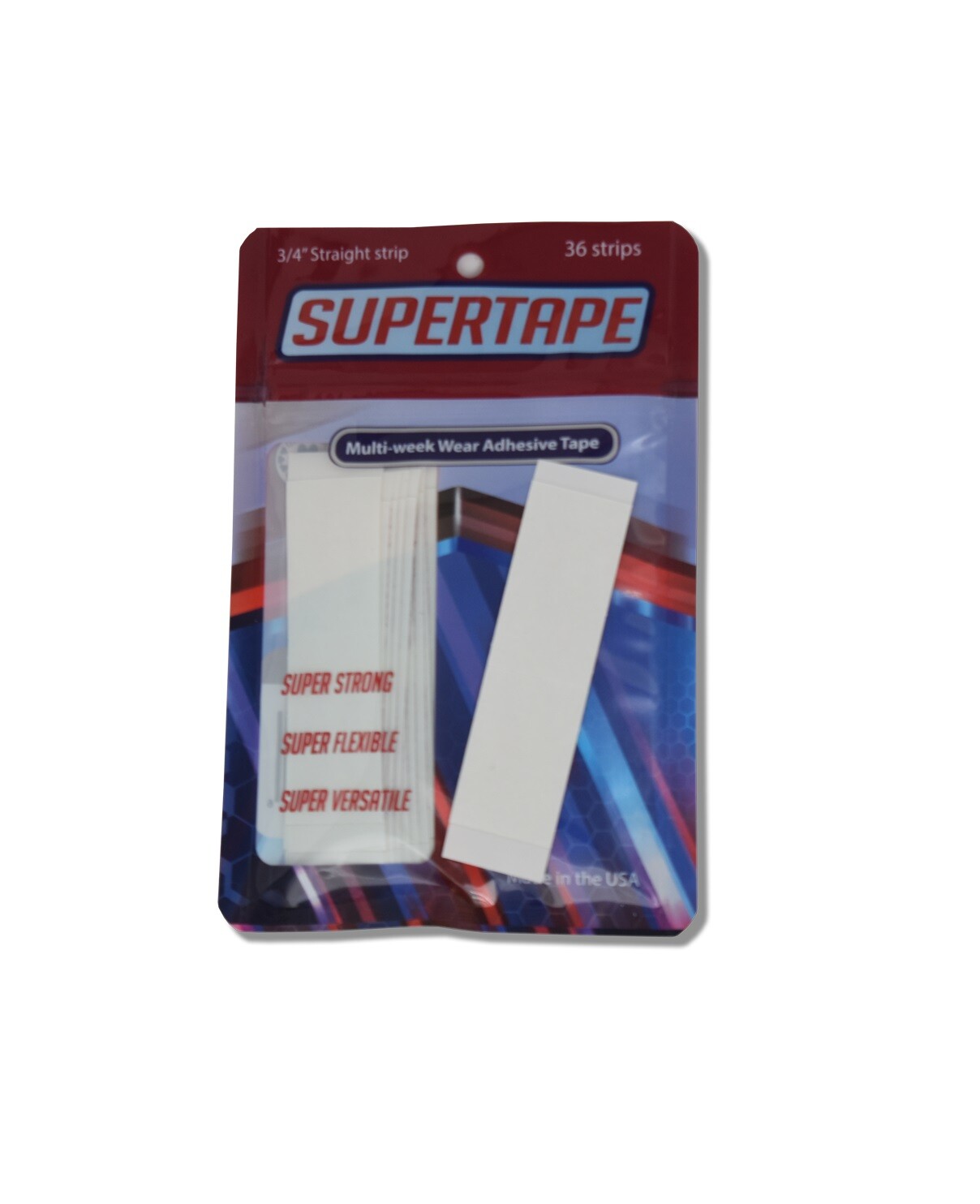 SUPERTAPE STRAIGHT STRIP DOUBLE SIDED 3/4″ X 3″ ULTRA HOLD TAPE LACE WIG 36 PCS