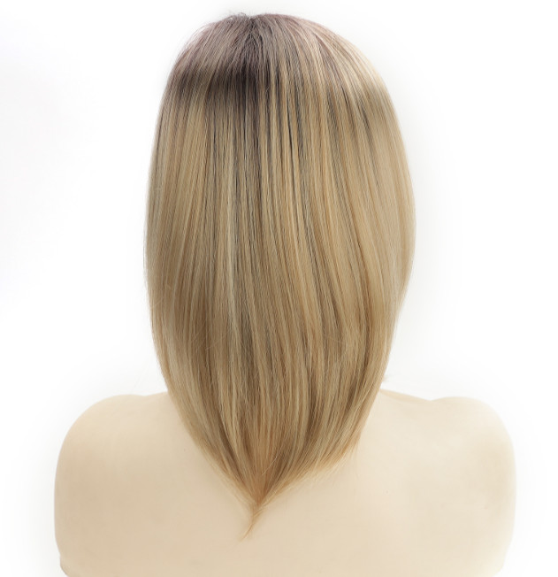 Side Part Rooted Blonde Mix Synthetic Hair Wigs Women Soft Natural Daily Use