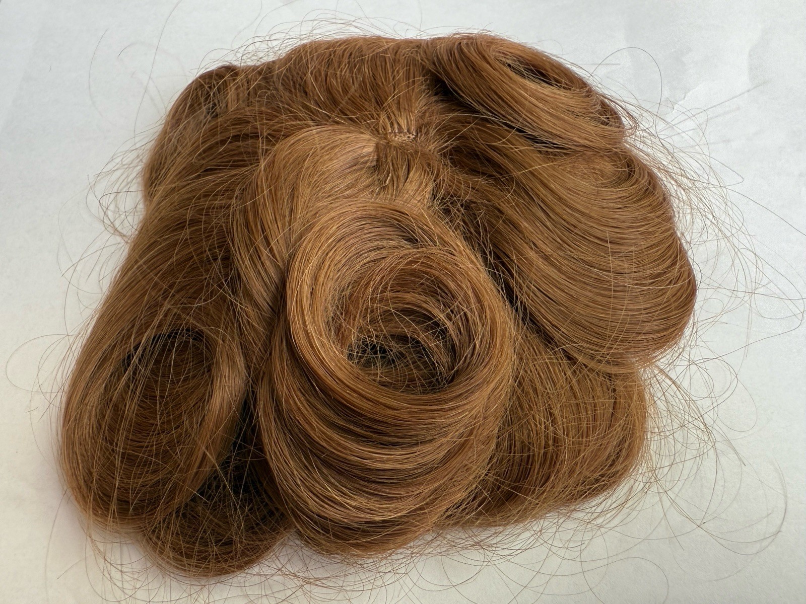 100% Human Hair Wiglet Light Brown 10 Messy Curly Swirls Clip Back Extension New