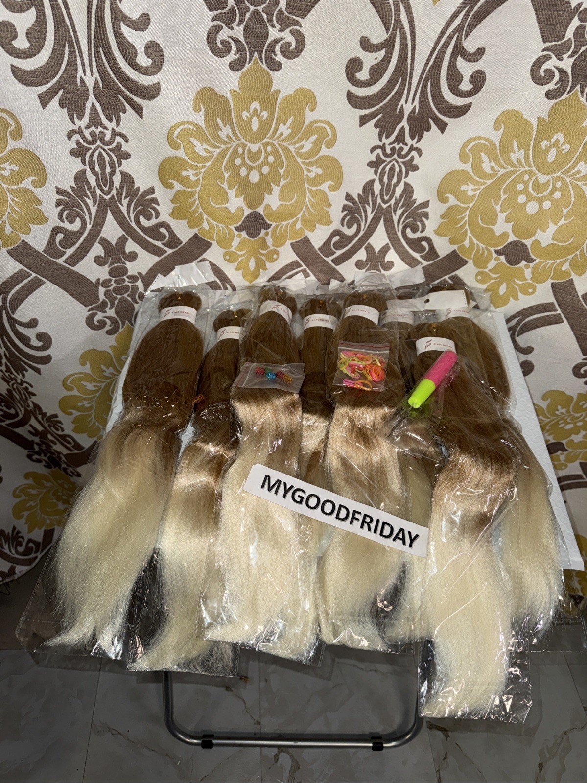 8 Pack Easy Braid HONEY BLONDE 18” Each Braiding Hair 620g W/ Accessories