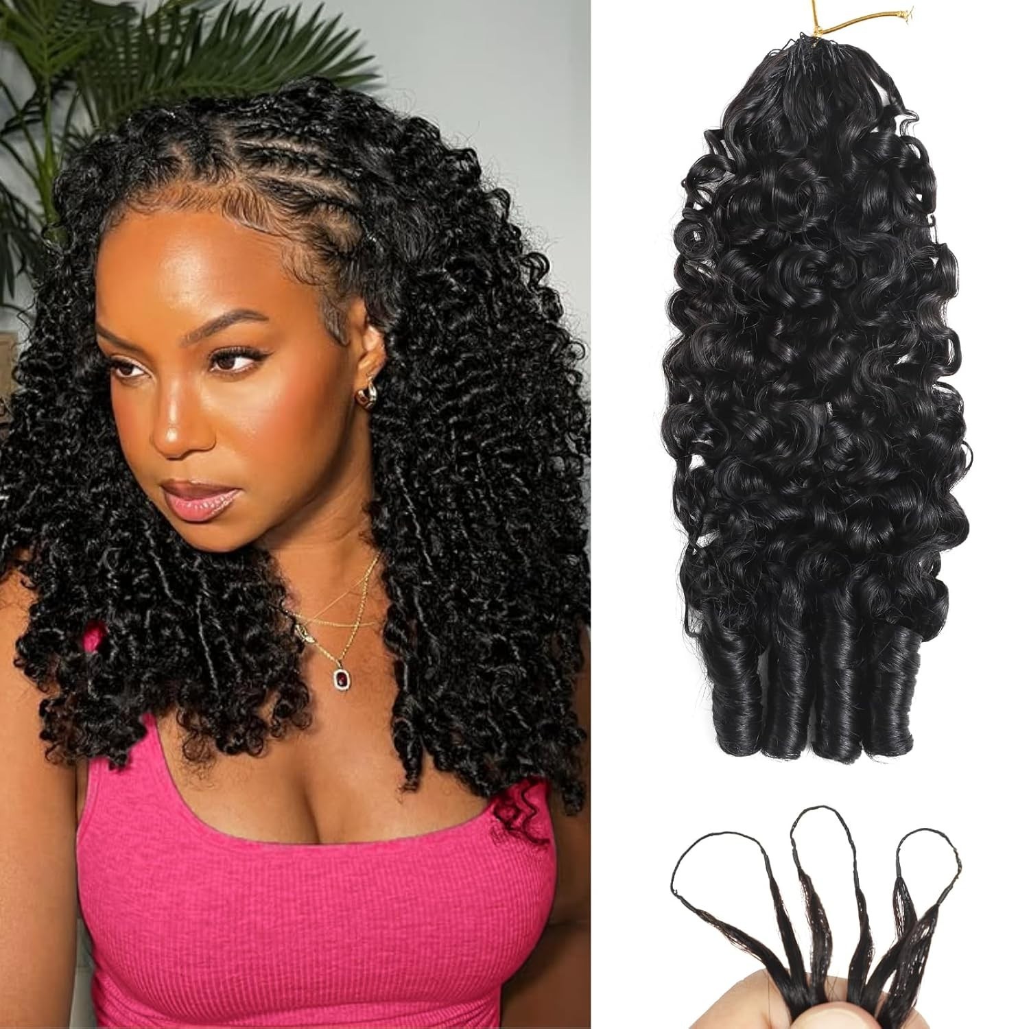 Soft 16″ Remy Curly Human Hair Crochet – Lightweight Burmese, Knotless, Reusable