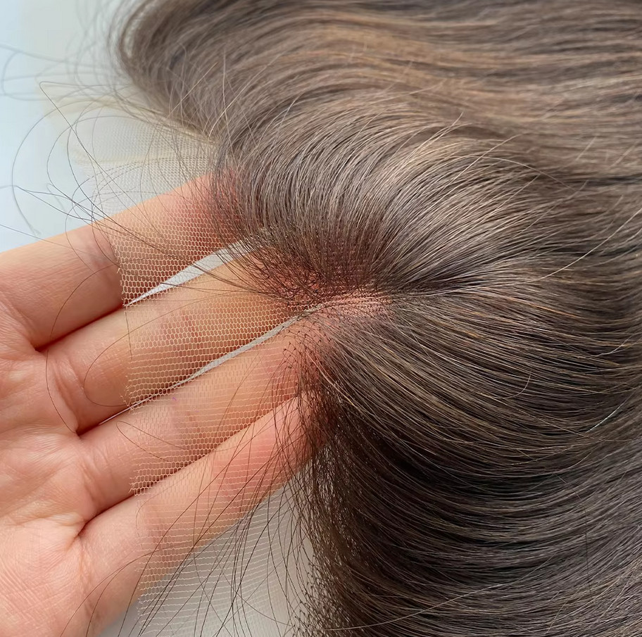 Human Raw Hair Toupee Lace Front Full Lace Topper with Single Knot and Invisible