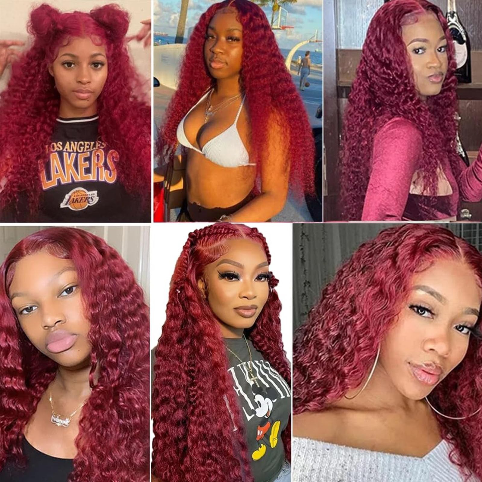 Fabimiya Human Hair Bundles Burgundy 99J Water Wave 10 12 14 Inch Bundles Human