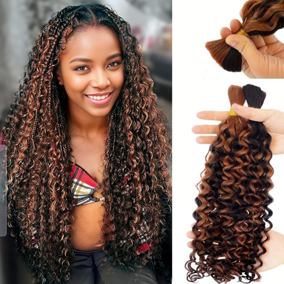 Human Hair 1b/30 Nat. Black Caramel Blonde Highlights 30″ Wave Curly Extensions