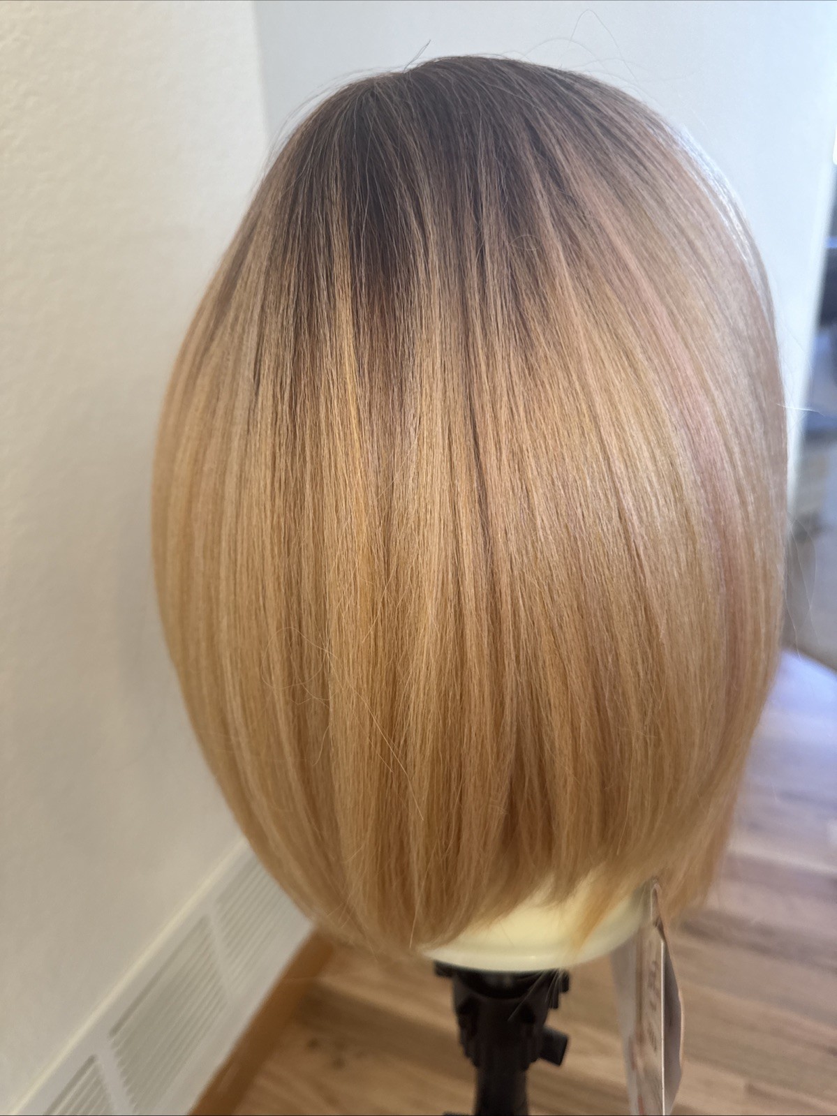 Human Hair Rooted Blonde Lace Front Wig Standard 13 Remy Touch Gold Pink