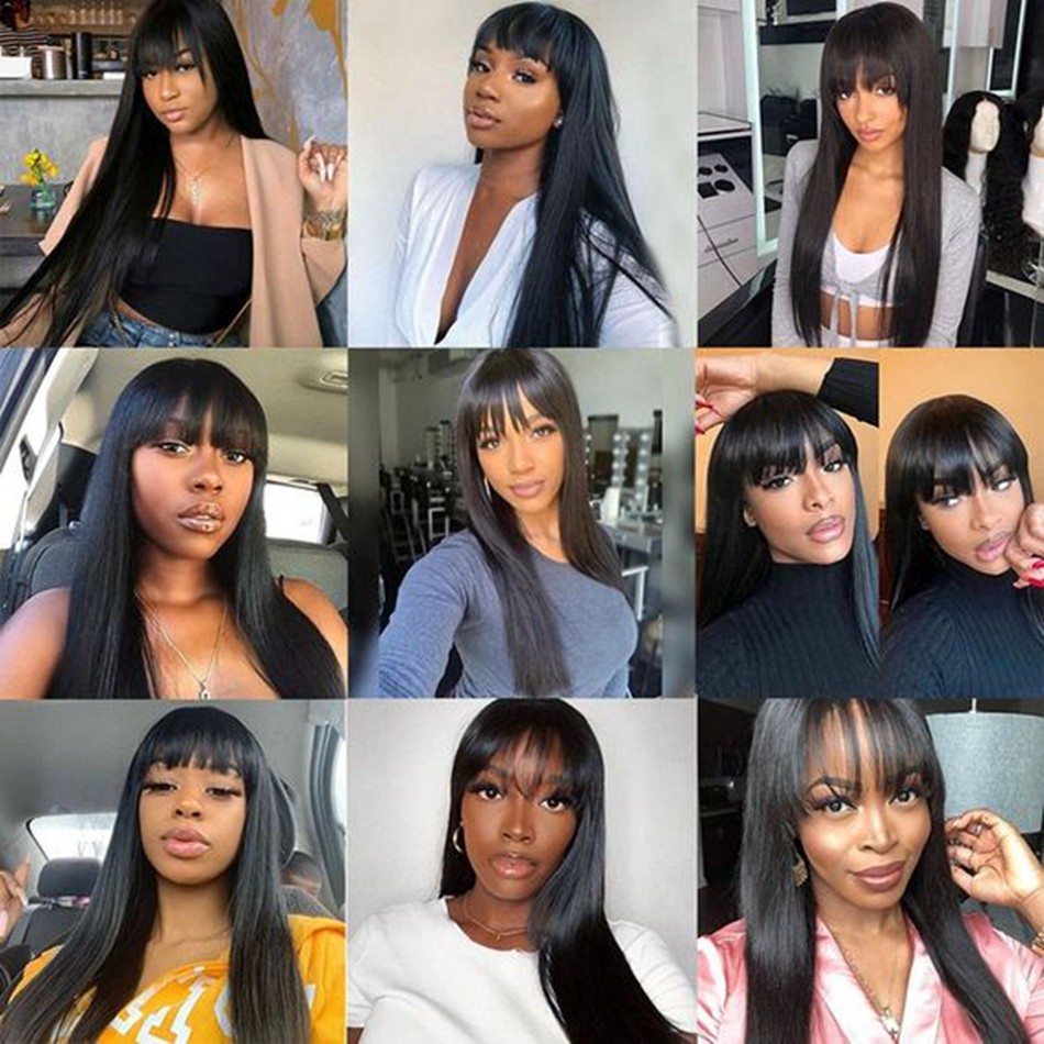 Cosplay Wig With Fringe Long Straight Natural Synthetic Hair Black