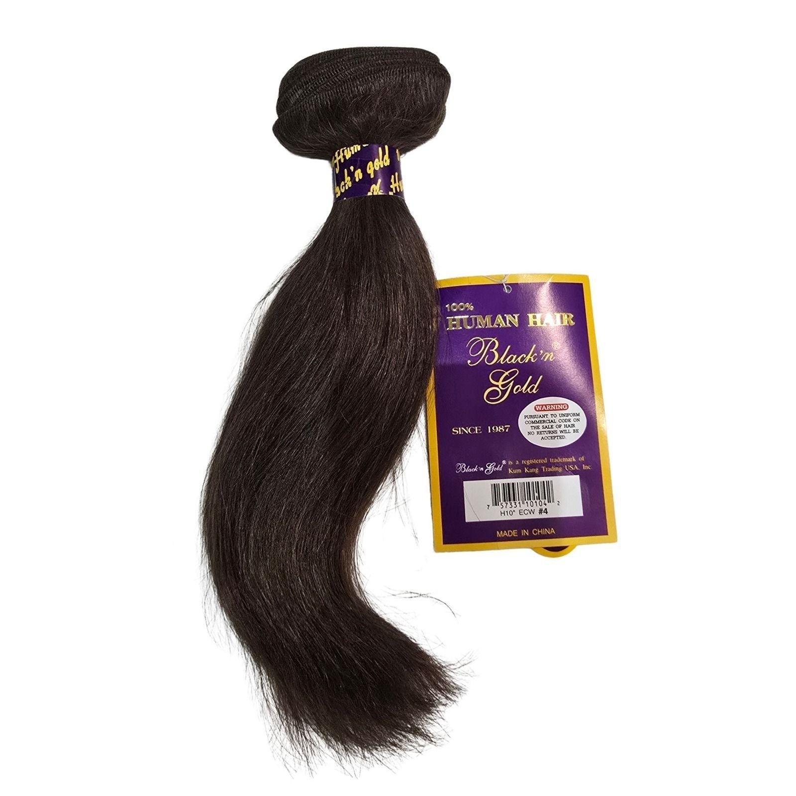 100% Human Hair Weave Bundle 10″ Color #4 Black ‘n Gold 3 PACKS ECW #4