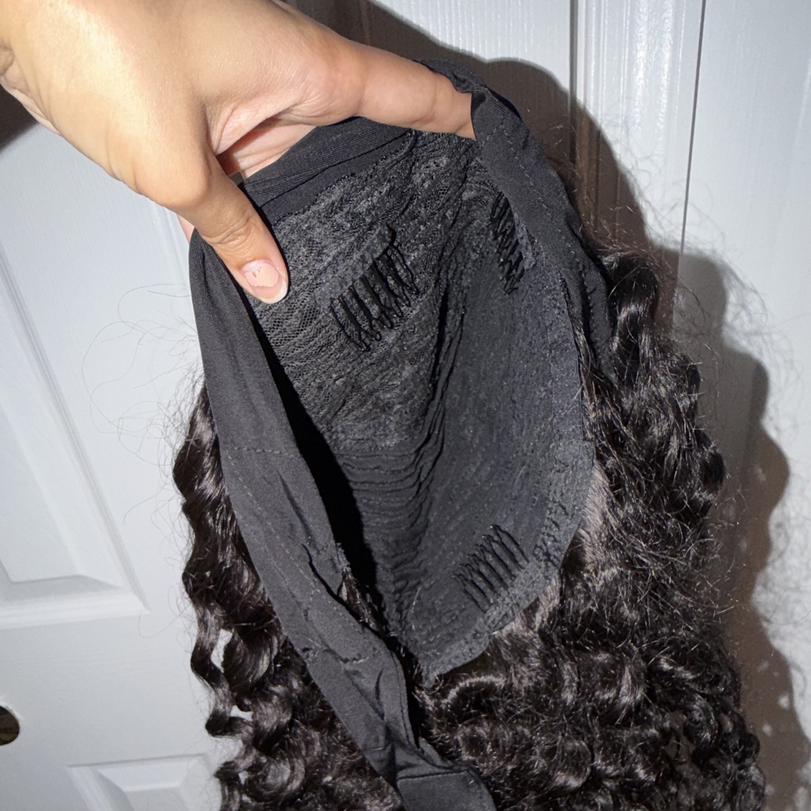 Luvme Hair Curly Black Human Hair Wig Clip-In Classic Cap 21-30 in