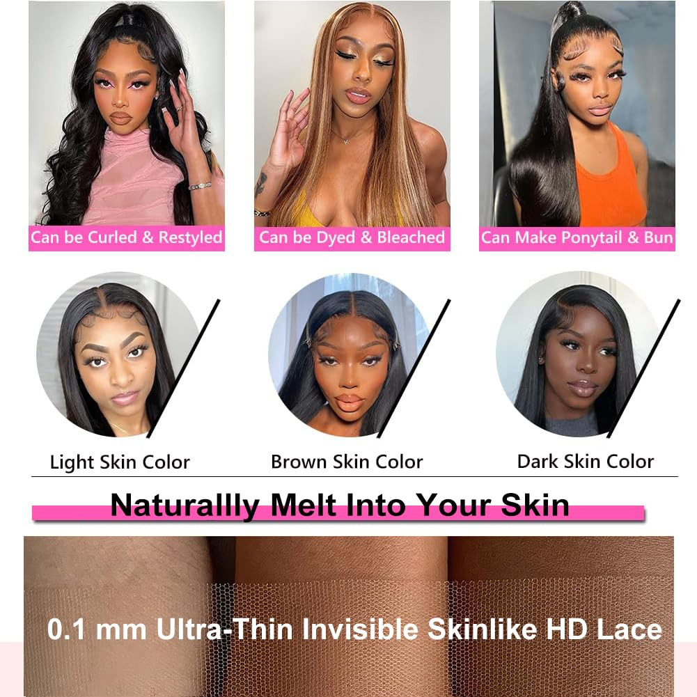 250 Density 30 Inch Lace Front Wigs, 100% Human Hair,[2-Year Life,260G], 13X6 St