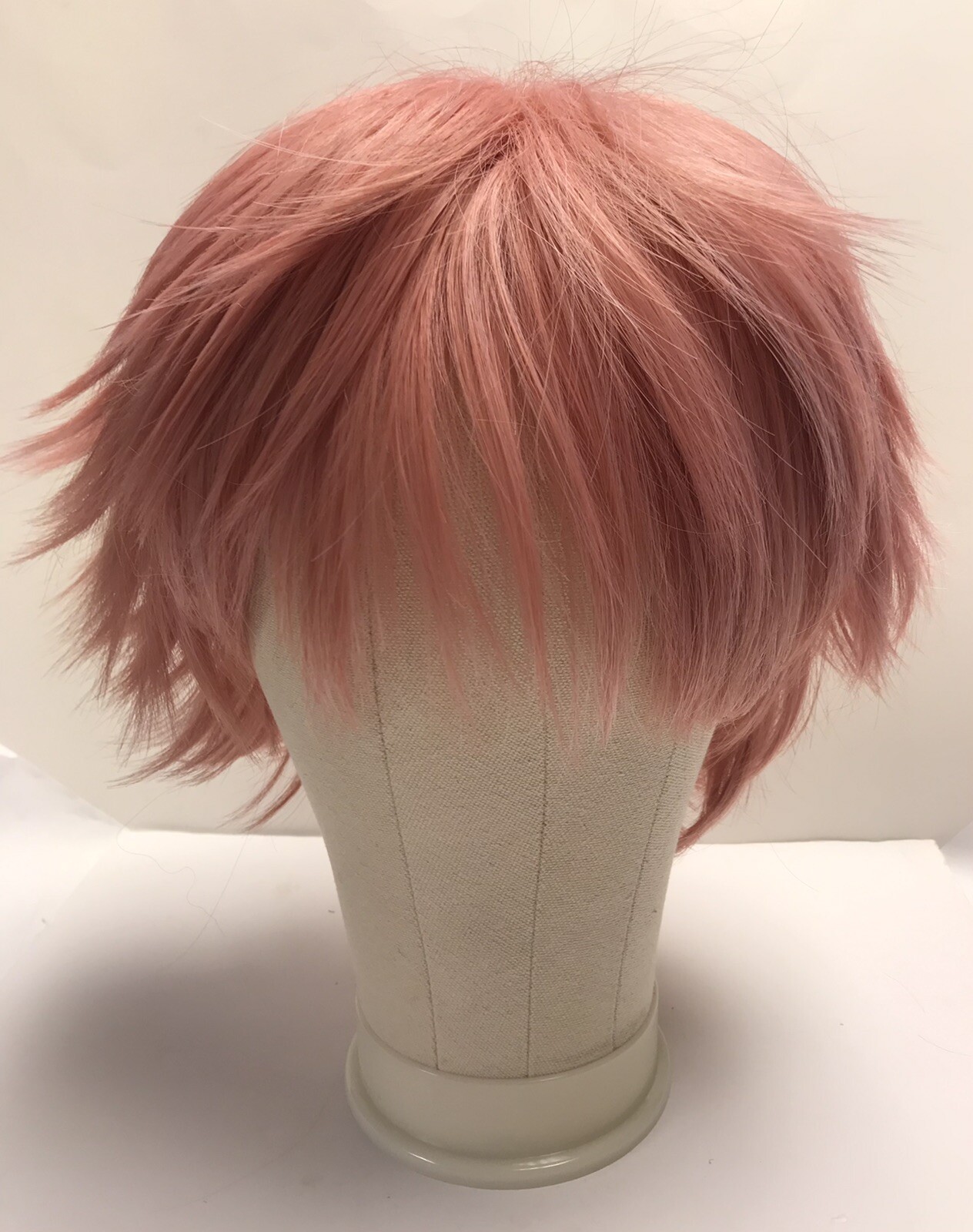Anogol Hair Cap+Pink Anime Cosplay Wig Short Synthetic Hair Shag Cut Adjustable