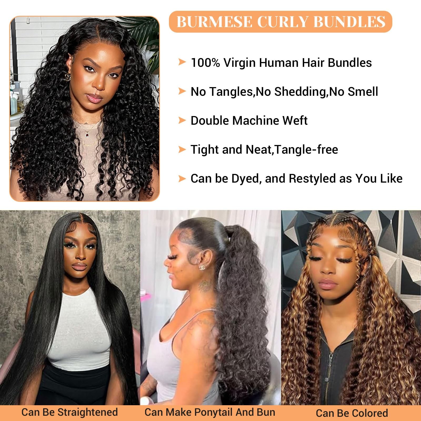 Mootaful Burmese Curly Bundles Human Hair 14 Inch 100 Unprocessed 14A Raw