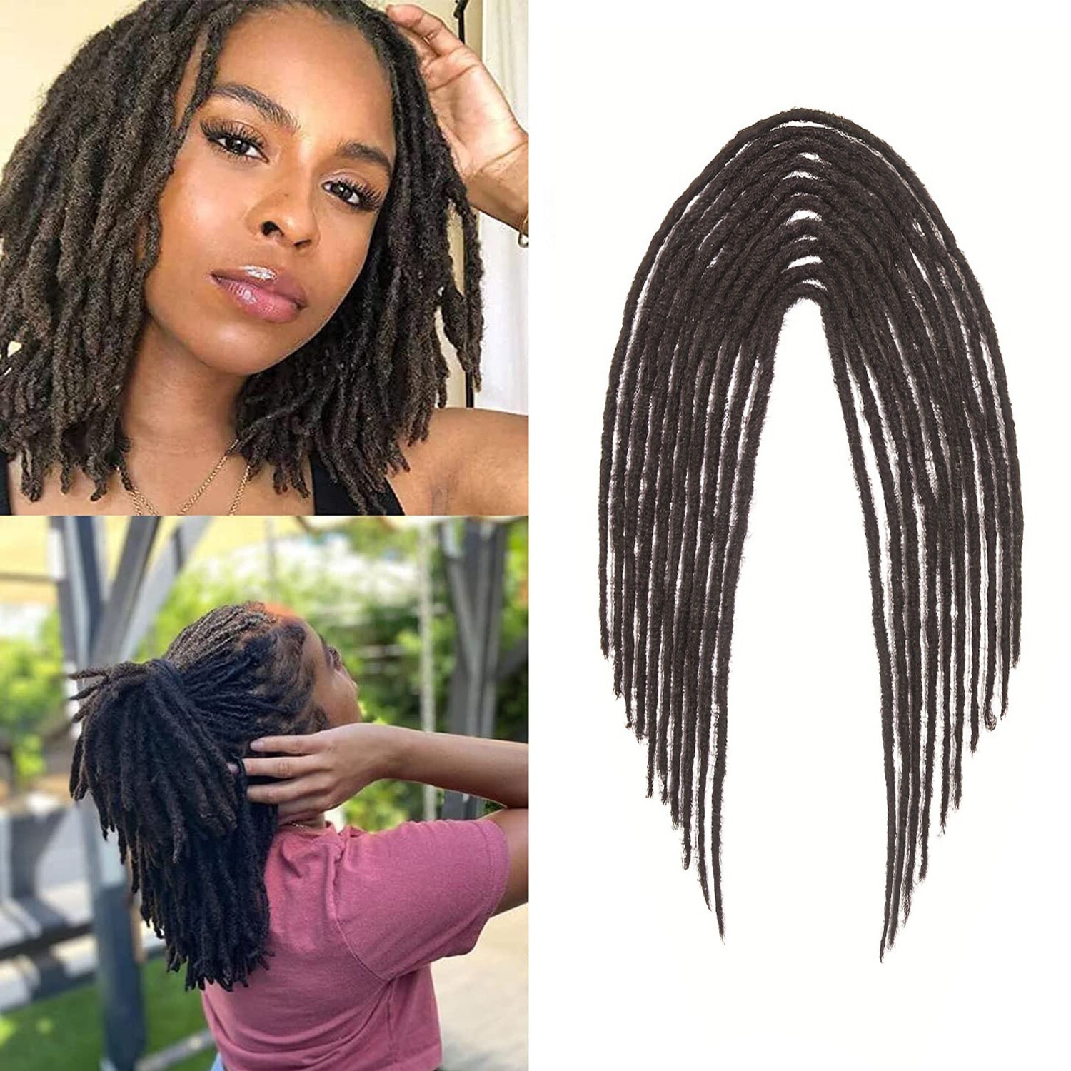 100% Kinky Human Hair Double Ended Dreadlocks Extensions Afro DE Dreads 0.6cm