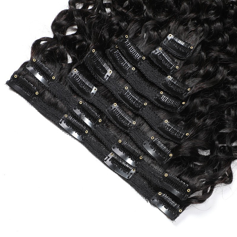 8pcs/Set Brazilian Deep Wave Human Hair Clips In Hair Extensions for Black Women