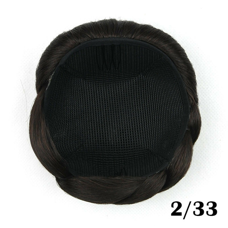 Women’s Braided Hair Bun Scrunchies Clip in Chignon Retro Hairpieces Synthetic