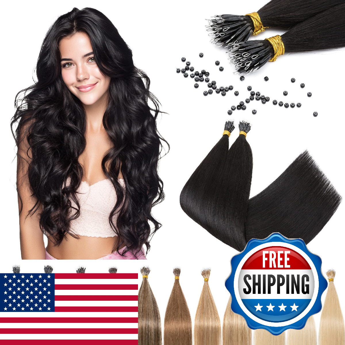 Sego Nano Tip Hair Extensions Human Hair Nano Beads Balayage Seamless Highlight