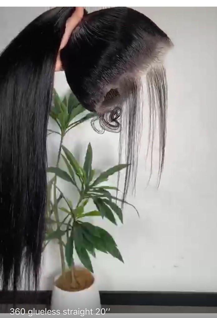360 Glueless Straight Wig 20” 100% Human Hair Soft Natural Look Ready To Wear