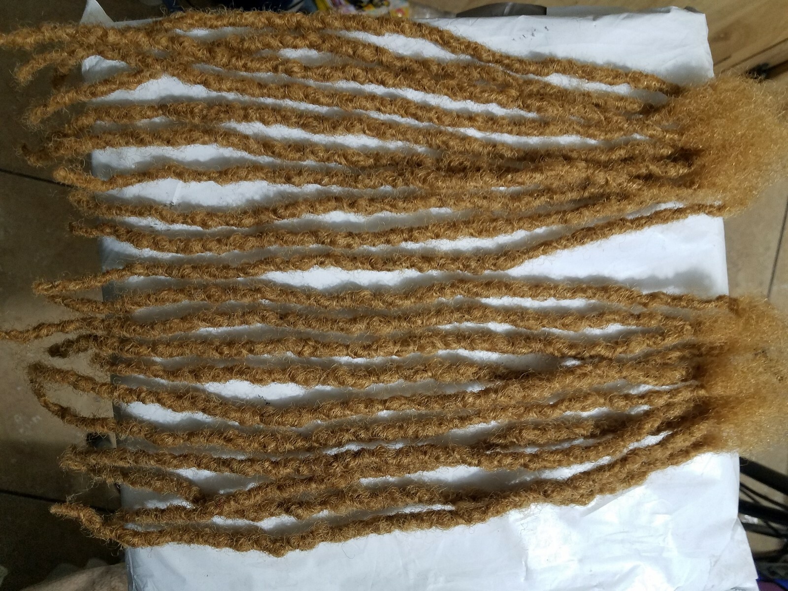 30 handmade dread 100% human hair 16” color 27 blonde 1 cm thick