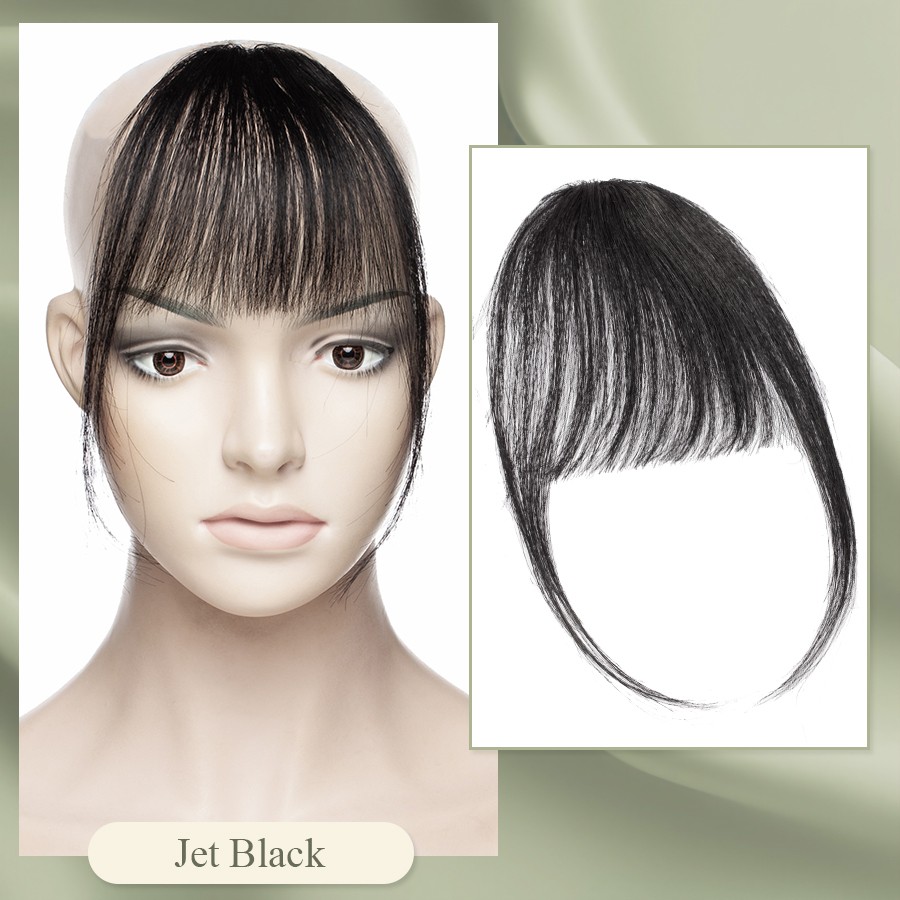 US Remy Human Hair False Air Bangs Neat Fringe Hairpiece Clip in Front Hairpiece