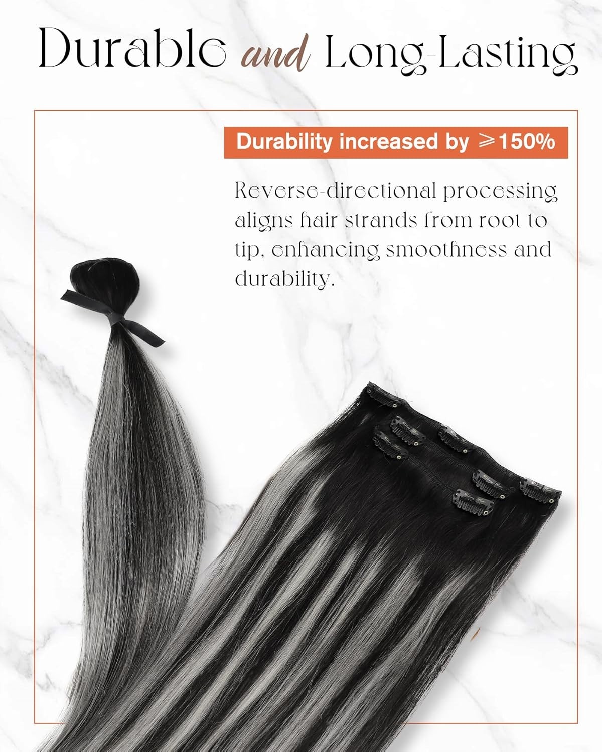 Sunny Hair CLIP-IN 12″ Ombre Silver-Black Roots Human Hair Extensions CP 1B-S-1B