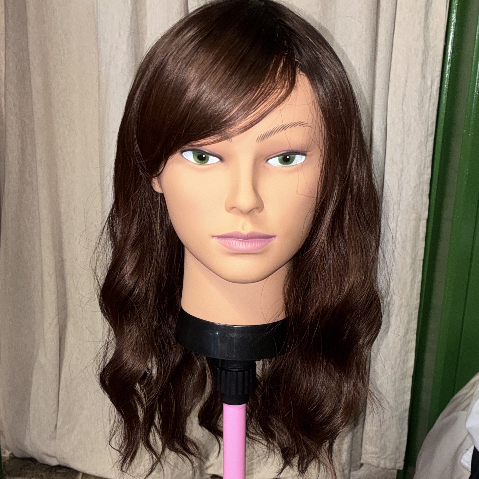 14” Auburn Wavy Synthetic Wig Capless Middle Part Adjustable Strap for Women