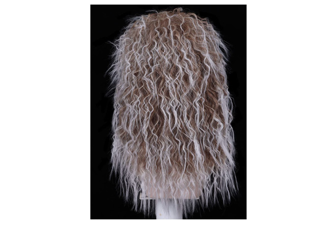 Long Cruly Wig 25 in with 2 Tattoo Sleeves for Women Blond/ Brown 80s Front Look