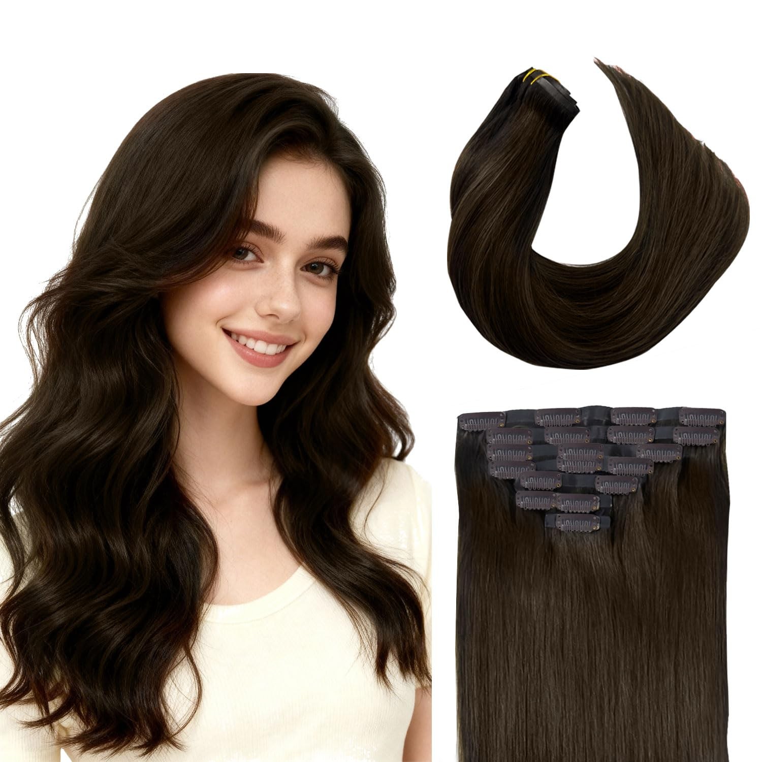 Umuse Clip In Hair Extensions Real Remy Human Hair 8Pcs18 Inch 120Ginvisible Pu