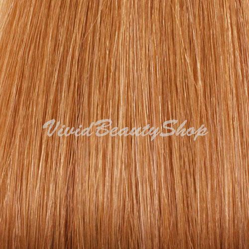 50 Pre Glue U Keratin Straight Remy Human Hair Extensions Strawberry Blonde #27