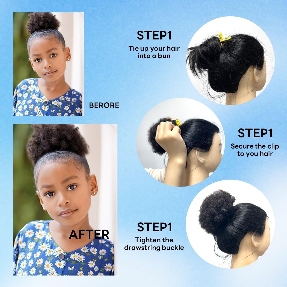 #27 Light Blonde 6in Silky Afro Puff Ponytail 100% Human Hair Clip-In Extension