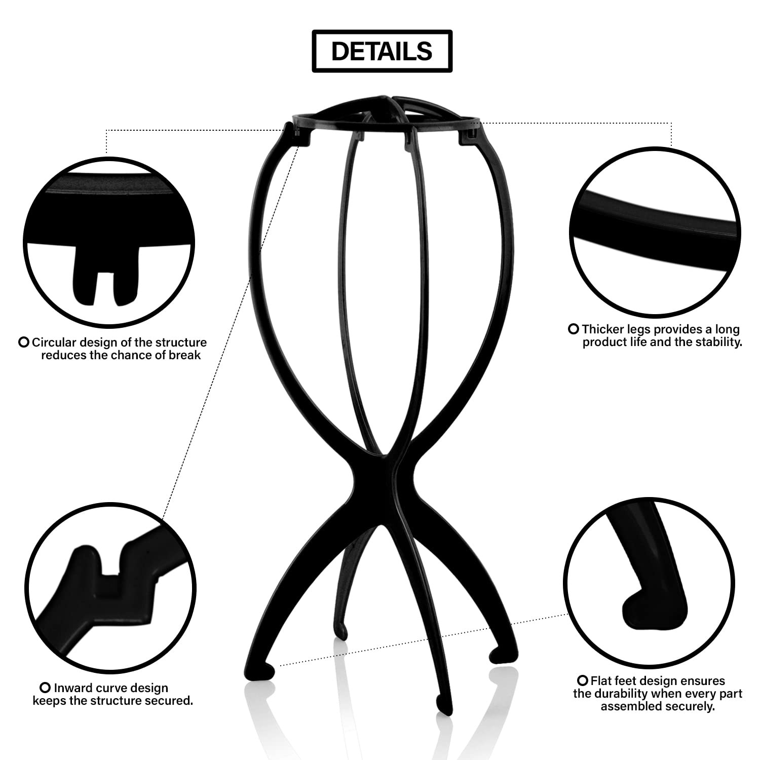 Wig Stand 14”x7” Portable Durable Folding Dryer – Quick Drying & Easy