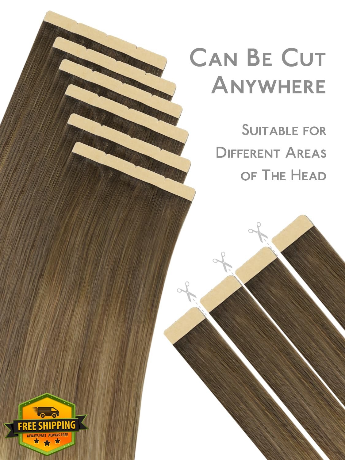 Wennalife 8cm Tape Ombre 16 Inch Walnut Brown Ash Blonde